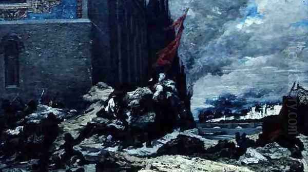 Burning of the Tuileries, 1871 Oil Painting by Georges Jules Victor Clairin