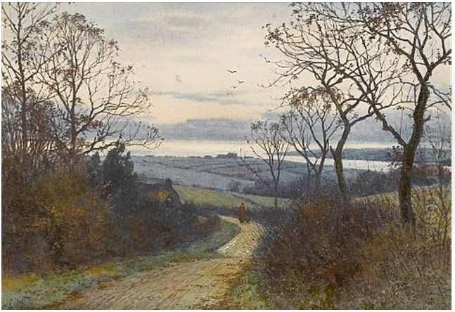 Figures On A Country Lane At Dusk Oil Painting by William Fraser Garden