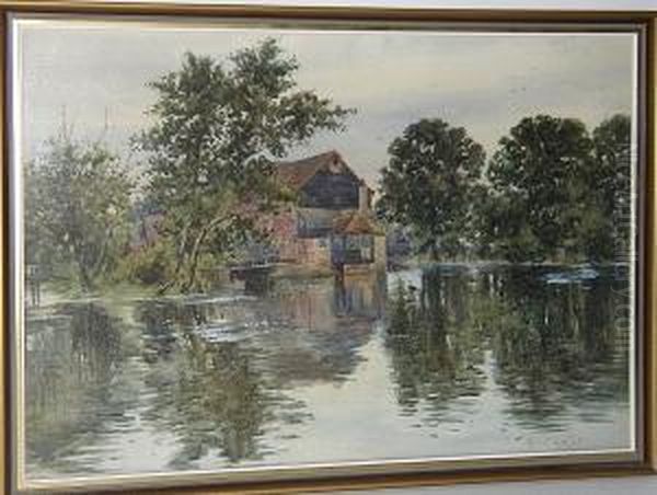 Houghton Mill, Cambs; Ferryboat Inn, Holywell, Cambs Oil Painting by Robert Winter Fraser