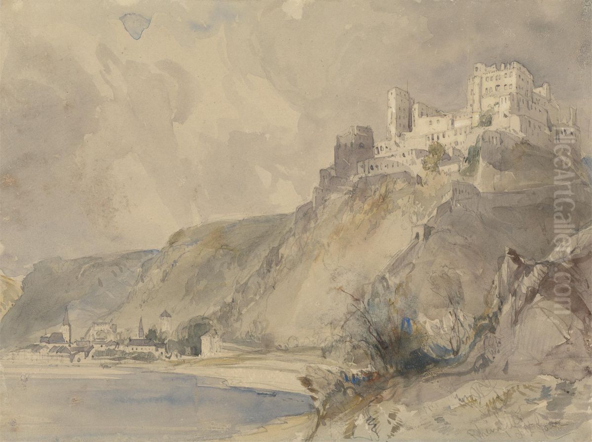 Rheinfels and St. Goar Oil Painting by William Callow