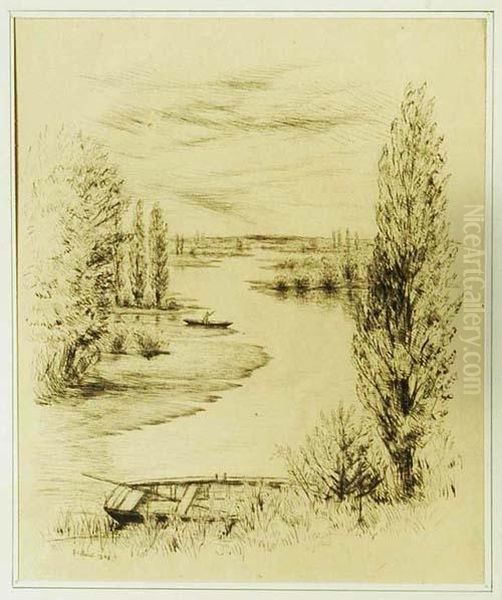 La Riviere Oil Painting by Jean Frelaut