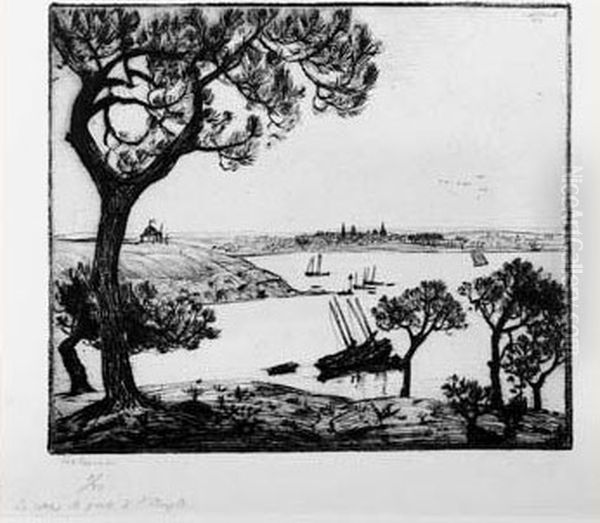 Tres Belle Epreuve De L'etat Definitif Sur Verge, Signee Et
 Numerotee. Fin Pli De Tirage Oblique Ouvert Dans L'angle Inferieur
 Droit. Petites Marges Normales. Oil Painting by Jean Frelaut