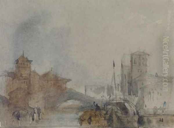 On the Grand Canal, Venice, before the Rialto Bridge Oil Painting by William Callow