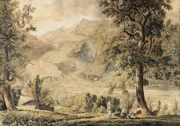 Der Untere Grindelwaldgletscher. Oil Painting by Johann Jakob Frey