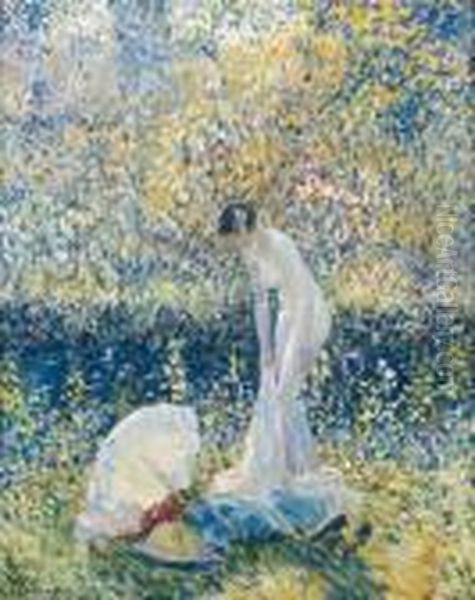 Cherry Blossoms Oil Painting by Frederick Carl Frieseke