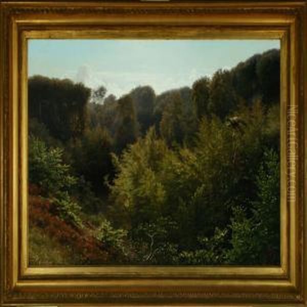 Forrest Scenery With Fox And Kite Oil Painting by Andreas Fritz