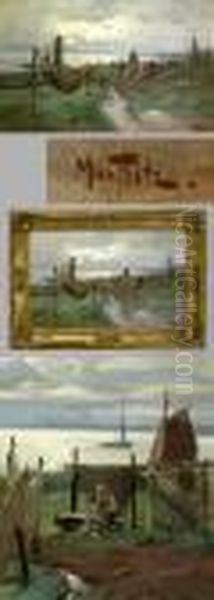 Fischer Mit Netzen Und Segelbooten Oil Painting by Max Fritz