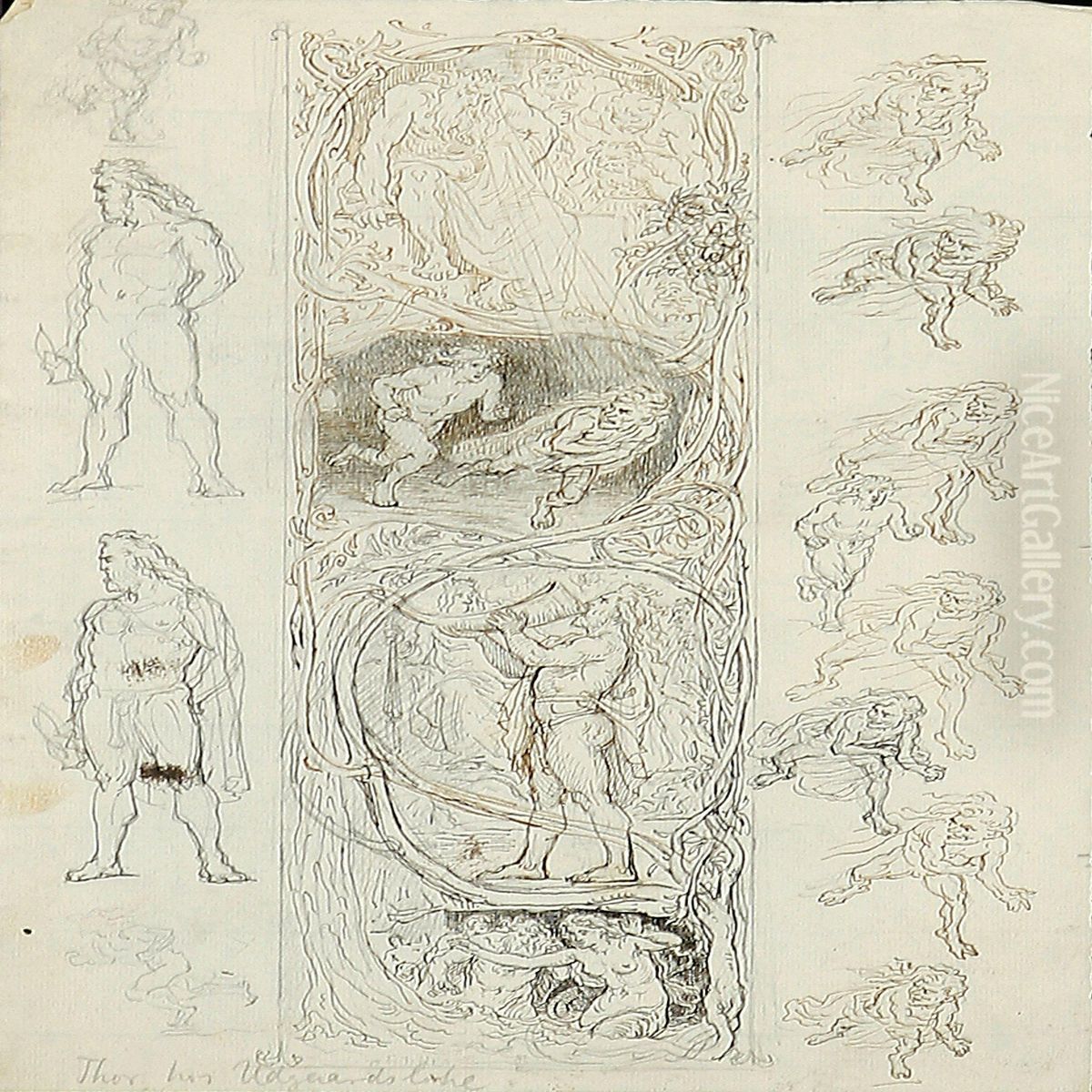 Scene From The Nordicmythologi Oil Painting by Lorenz Frolich