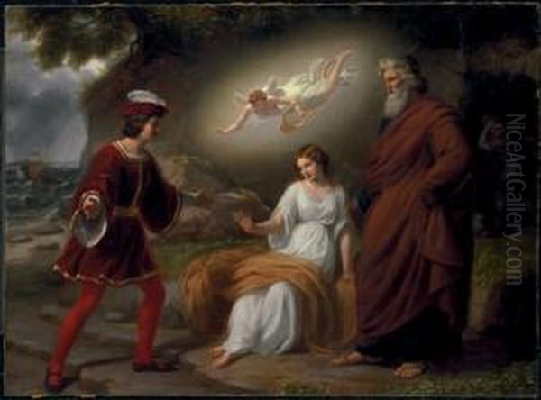 The Meeting Of Ferdinand And 
Miranda With Prospero, From William Shakespeare's The Tempest Oil Painting by William Edward Frost