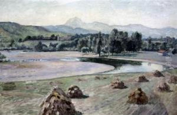 Cornstooks In A Provencal Landscape Oil Painting by Roger Fry