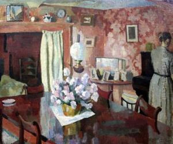 Interior Scene, Lady Beside A Piano Oil Painting by Roger Fry