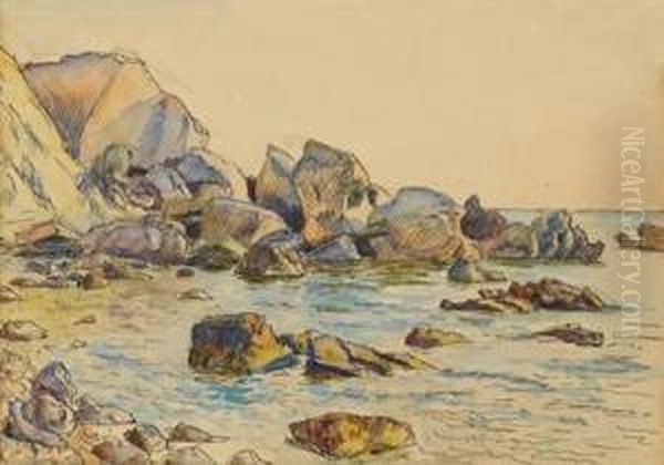 Rocky Coastal View Oil Painting by Roger Fry