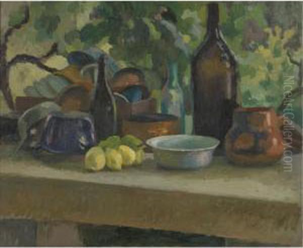Still Life With Lemons And Casserole Oil Painting by Roger Fry