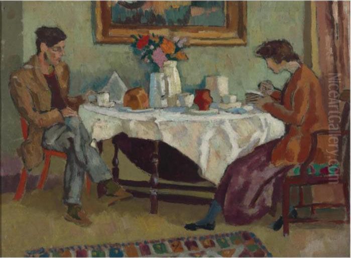 The Breakfast Oil Painting by Roger Fry
