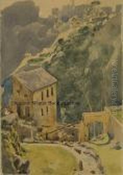 Valley Landscape With Oil Painting by Roger Fry