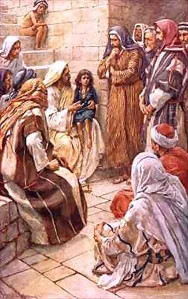 The little child set in their midst Oil Painting by Harold Copping