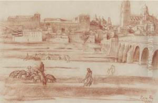 Roman Bridge, Salamanca, Spain Oil Painting by Roger Fry