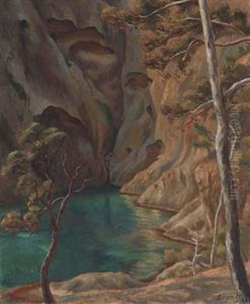 The Blue Pool Oil Painting by Roger Fry