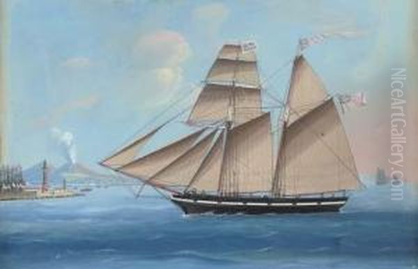 The Topsail Schooner 
Mary 
 Of Brixham Entering The Mole Of Naples Oil Painting by Michele Funno