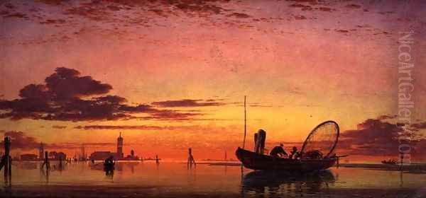 Mazzorto on the Lagoon, Venice, 1864 Oil Painting by Edward William Cooke