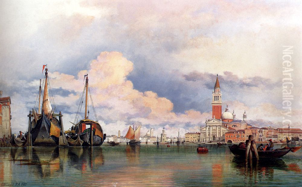 The Church Of The Gesuati And Riva Delle Zattere, With San Giorgio Maggiore Looking East Oil Painting by Edward William Cooke