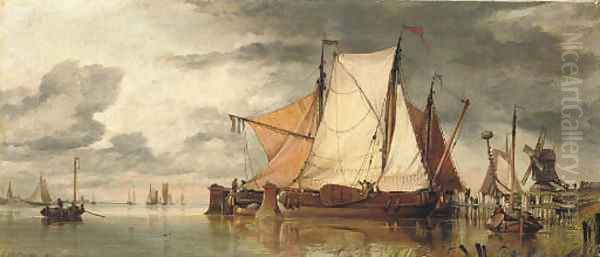 Dutch Calm Oil Painting by Edward William Cooke