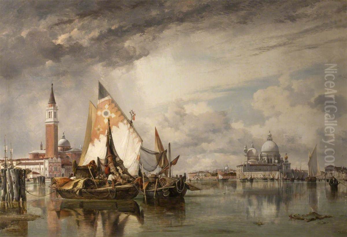 San Giorgio Maggiore and the Salute, Venice, with Fishing Craft of Chioggia and the Lagune Oil Painting by Edward William Cooke
