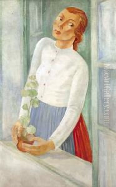 Leany Cserepes Viraggal Oil Painting by Szabo Kalman Gaborjani