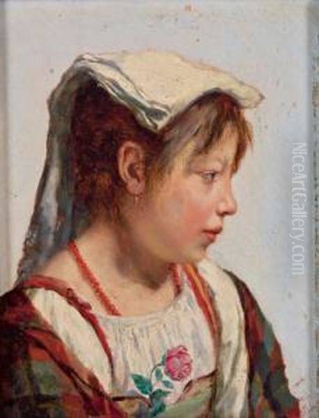 Bildnis Einer Jungen Italienerin Oil Painting by Pietro Gabrini
