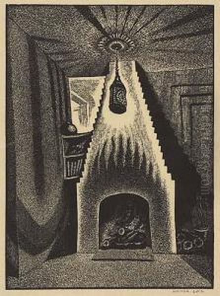 Lantern And Fireplace>. Oil Painting by Wanda Gag