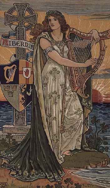 United Ireland, Calendar for 1897, made for Royal Ulster Works, Belfast Oil Painting by Walter Crane