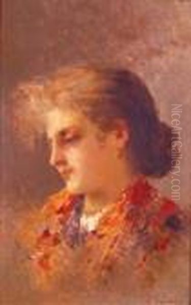 Ritratto Di Giovanetta. Oil Painting by Leopoldo Galeota