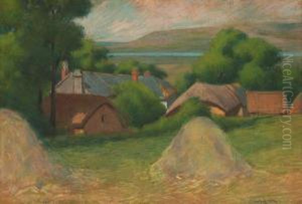 Haystacks Oil Painting by Sears Gallagher