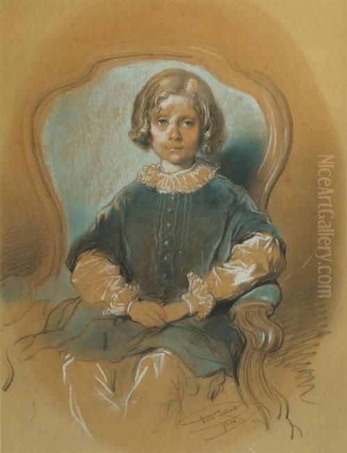 Portrait De Fillette Oil Painting by Louis Gallait