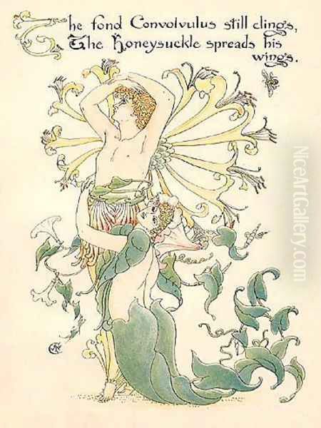 Honeysuckle Oil Painting by Walter Crane