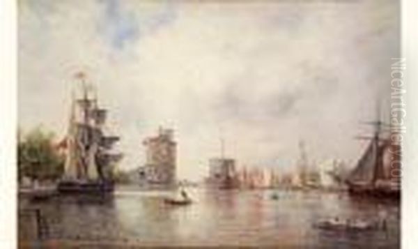 Le Port De La Rochelle Oil Painting by Paul Ch. Emmanuel Gallard-Lepinay