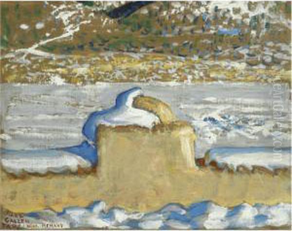 Taos New Meksico Lumen Peitteessa (taos, New Mexico Under Snow) Oil Painting by Akseli Valdemar Gallen-Kallela