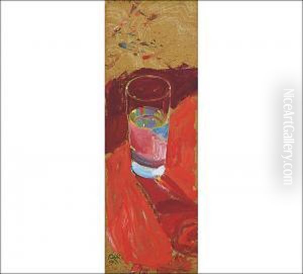 A Drinking Glass Oil Painting by Akseli Valdemar Gallen-Kallela