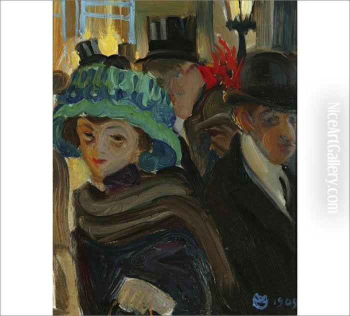 Street Scene From Paris Oil Painting by Akseli Valdemar Gallen-Kallela