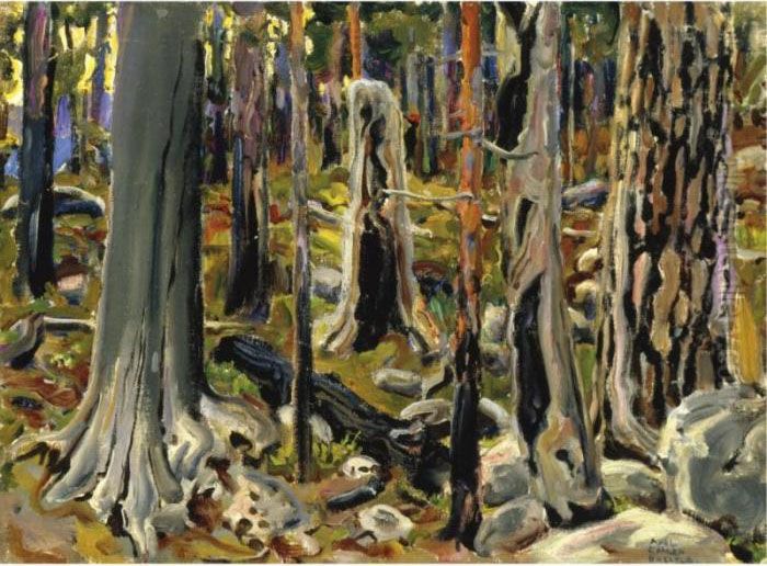 Kaskimetsa (burnt Forest) Oil Painting by Akseli Valdemar Gallen-Kallela