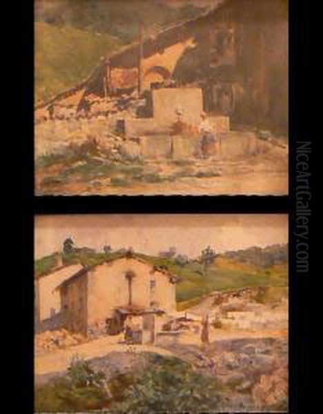 Villaggio Montano Oil Painting by Giuseppe Galli