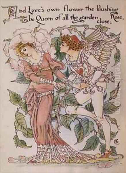 The Rose from Floras Feast Oil Painting by Walter Crane