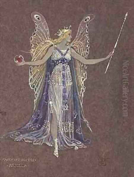 Costume design for the Fairy Princess Ariella Oil Painting by Walter Crane