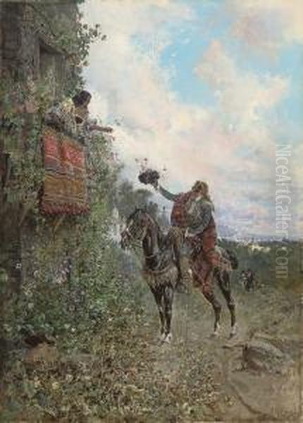 Love Tokens Oil Painting by Baldomero Galofre Y Gimenez