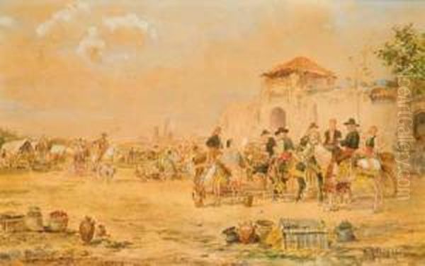 Romeria Oil Painting by Baldomero Galofre Y Gimenez