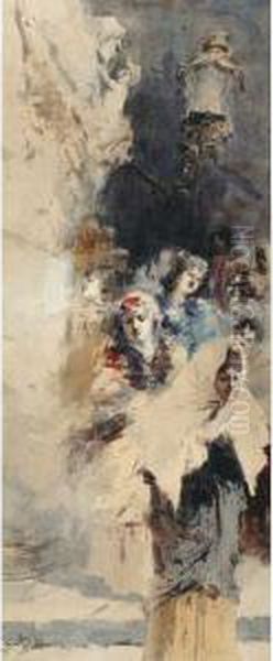 Gruppo Di Donne Oil Painting by Enrico Gamba