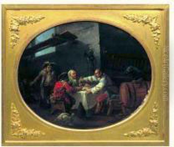 Signe En Bas A Droite Sur La 
Ceinture Du Tabouret : J. Gamelin Au Revers Numero D'inventaire : 96 Oil Painting by Jacques Gamelin