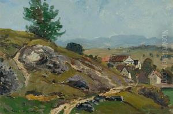 Dorflandschaft Oil Painting by Otto Gampert
