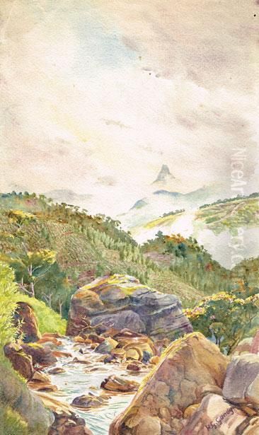 Adam's Peak Ceylon (sri Lanka) From Yartmore Estate Oil Painting by Henry George Gandy