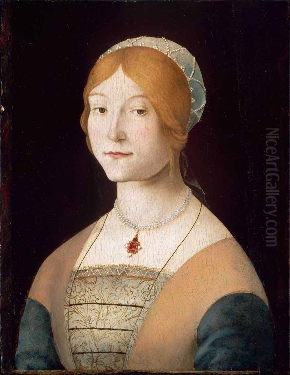 Portrait of a Woman with a Pearl Necklace Oil Painting by Lorenzo Costa